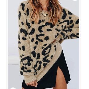Leopard print sweater size small
